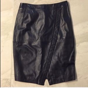 Halogen Genuine Leather Seamed Skirt